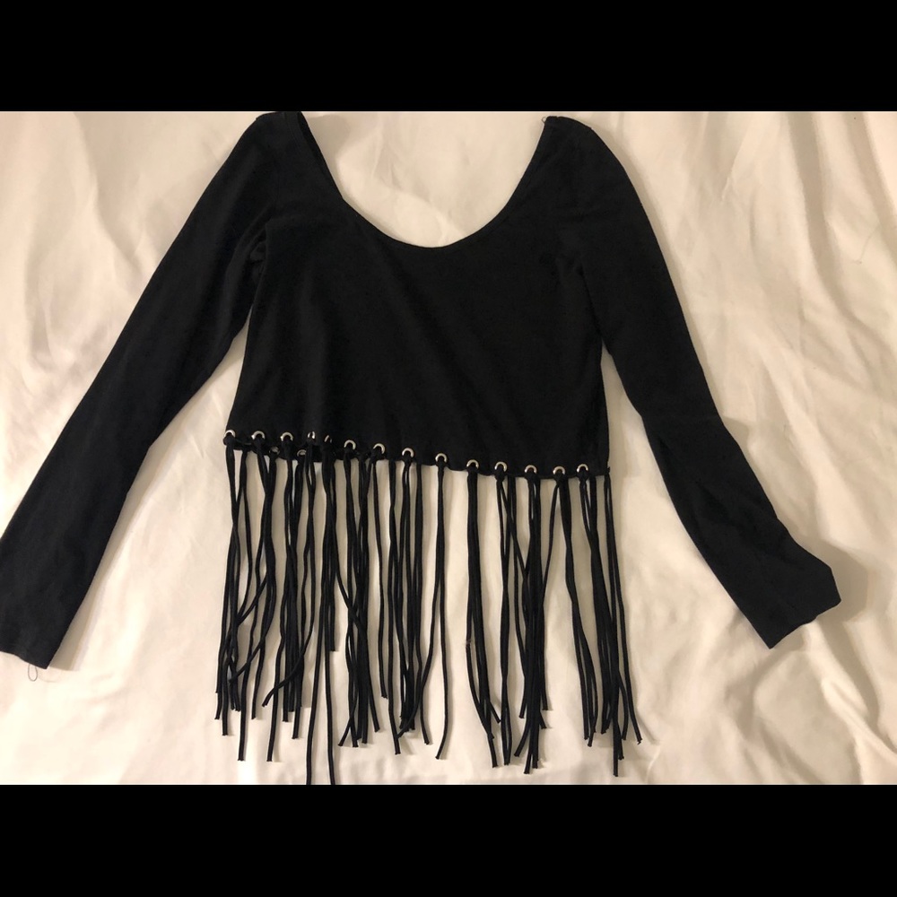 Black fringe top